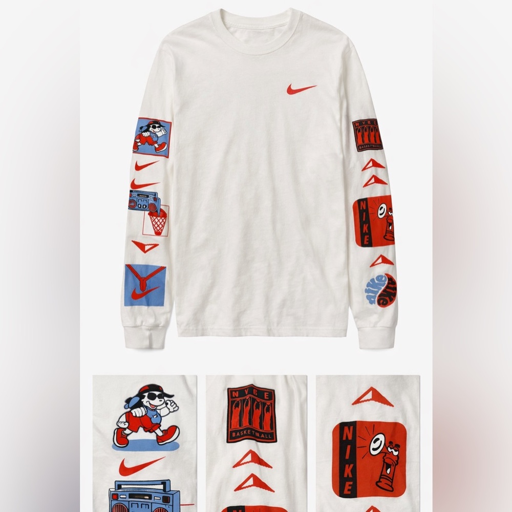 Nike White Tee with Red and Blue Graphics